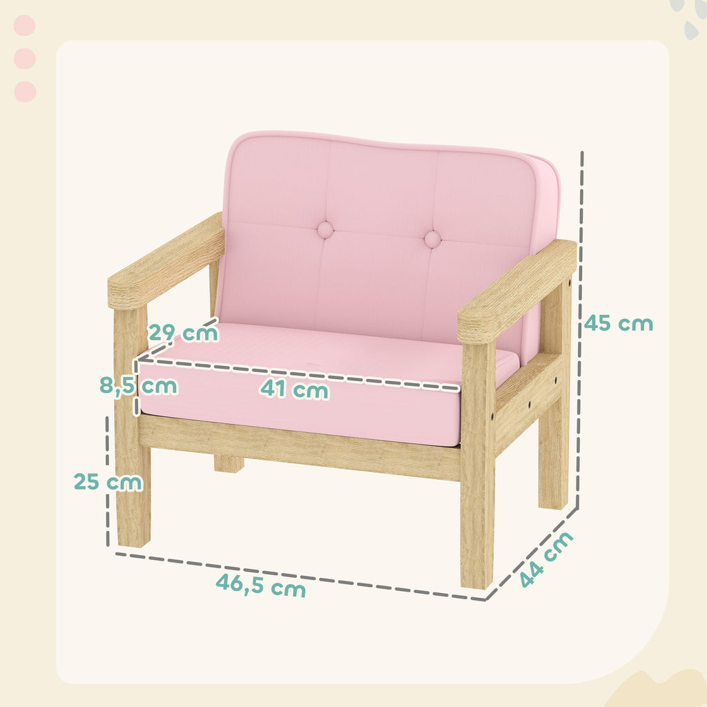 Kindersessel Kindersofa mit Kord-Optik, massiven Holzf¨¹?en Sessel aus Schaumstoff Kinderstuhl f¨¹r Kinderzimmer, Spielzimmer, 46,5 x 44 x 45 cm, f¨¹r Kinder 3-8 Jahre Rosa