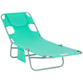 Foldable Sun Lounger with Reading Hole - Green