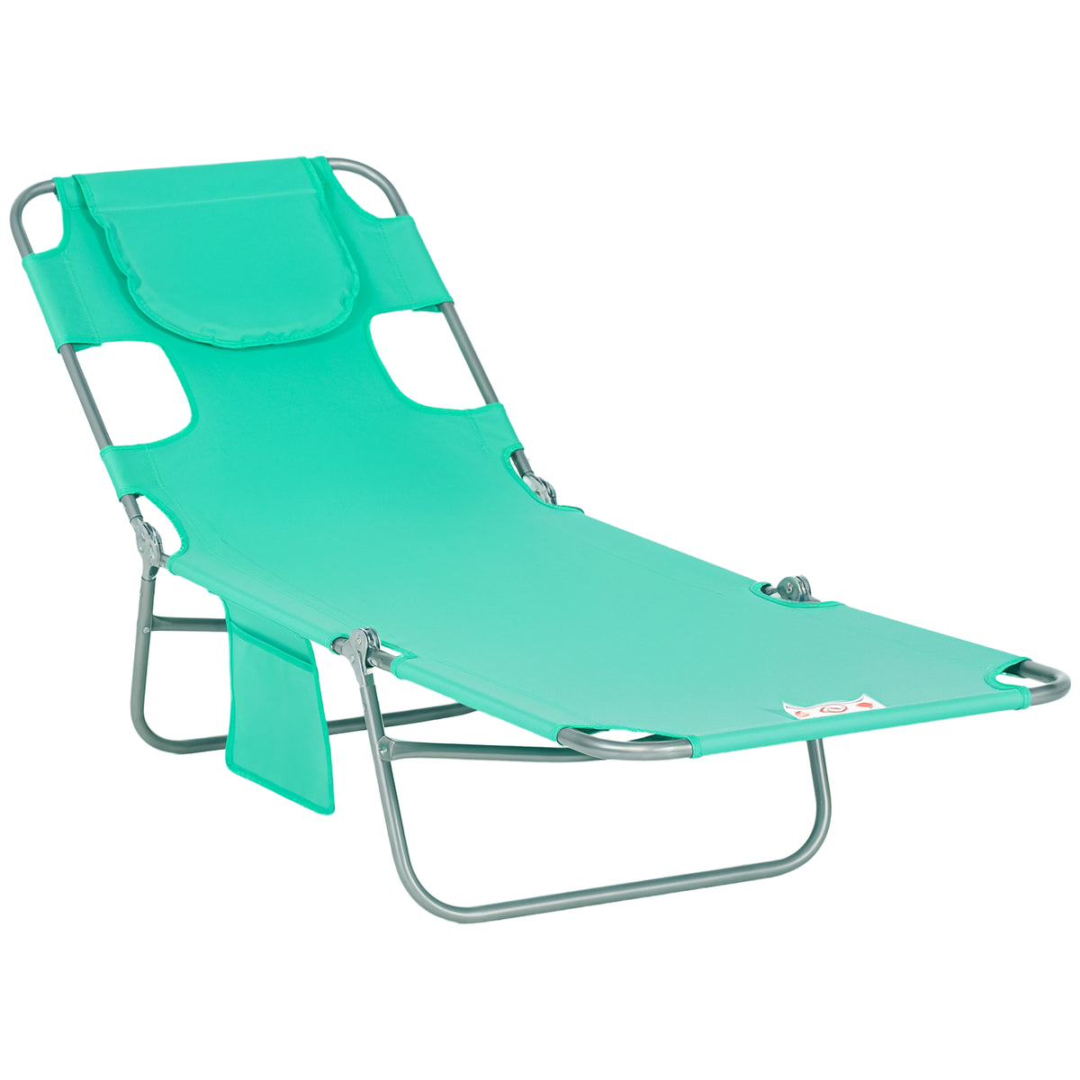 Foldable Sun Lounger with Reading Hole - Green