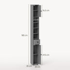 Badezimmerschrank, 4 Regale, Schublade, Spanplatte, schlankes Design, Grau