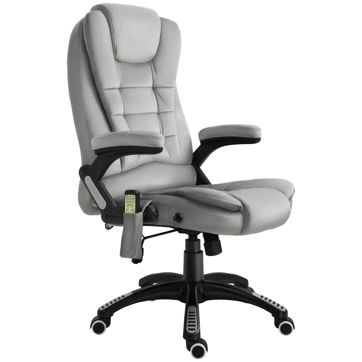  B¨¹rostuhl mit Massagefunktion Ergonomischer Chefsessel mit Heizfunktion, Liegefunktion, Wippfunktion H?henverstellbar 360¡ã Drehbar Computerstuhl mit Seitentasche, Samtoptik, Grau