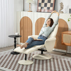 Massagesessel mit Fußhocker, Ergonomischer Stuhl mit 10 Vibrationspunkten, Kunstleder, 76 x 81 x 105 cm, Cremeweiß