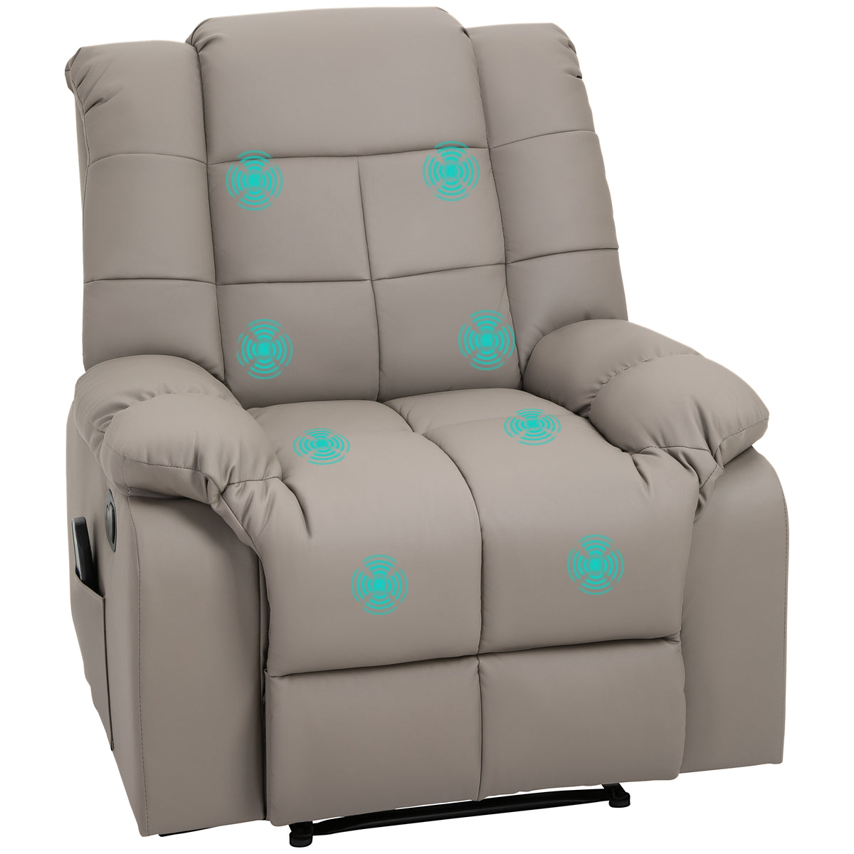 Massagesessel Fernsehsessel mit Liegefunktion 8 Massagepunkte Grau 94 x 99 x 99 cm