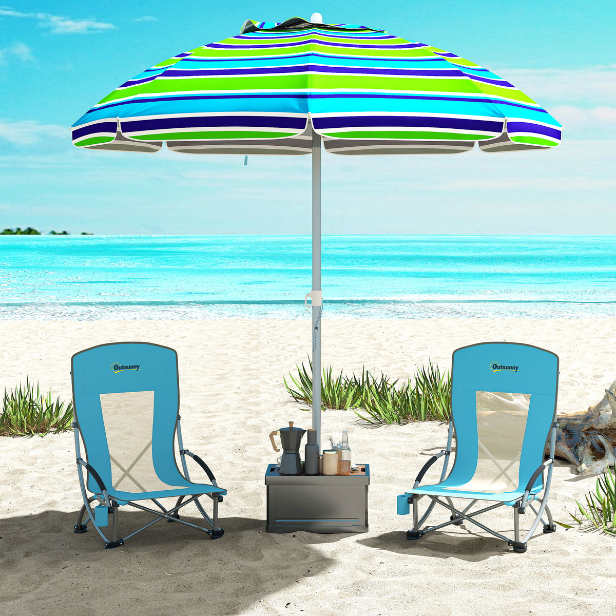 2er Set Campingst¨¹hle klappbar Campingstuhl mit Getr?nkehalter Netzr¨¹ckenlehne bis 120 kg Blau