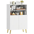 Badezimmerschrank, Kommode f¨¹r Wohnr?ume, Soft-Close-T¨¹ren, 2 offene Regale, MDF, Wei?