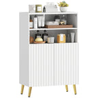 Badezimmerschrank, Kommode f¨¹r Wohnr?ume, Soft-Close-T¨¹ren, 2 offene Regale, MDF, Wei?