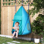 Nestschaukel mit Zelt, Ø100 cm, längenverstellbare Seile, wasserdicht, bis 150 kg belastbar, blaugrün