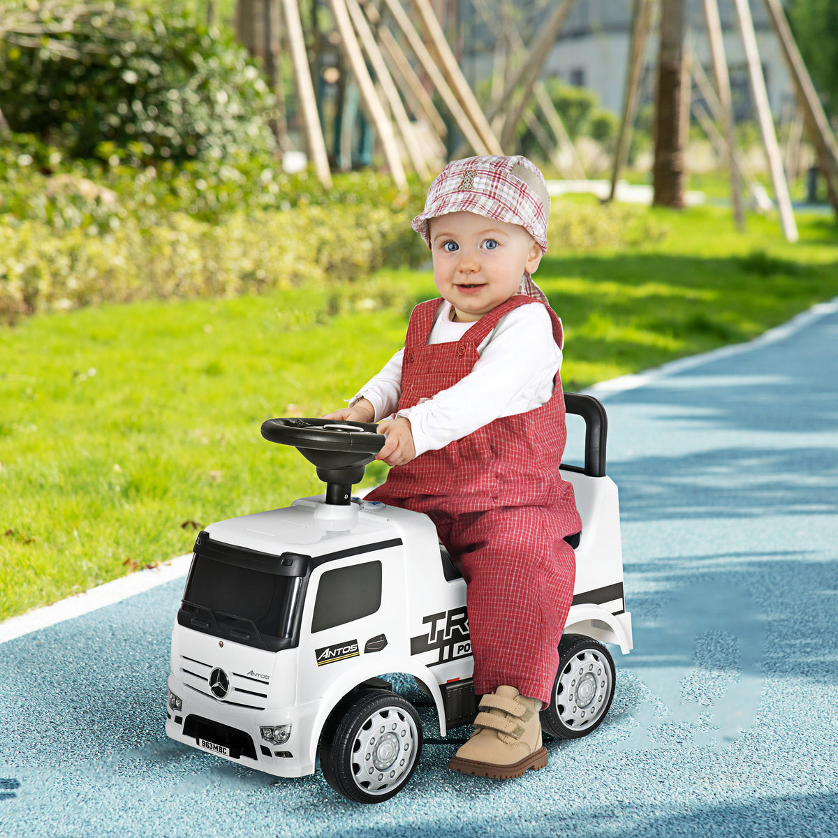  Compatible Kids Ride On Car Truck Mercedes Benz Licensed Toddler Foot To Floor Slider w/Under Seat Storage for 12 - 36 Months White