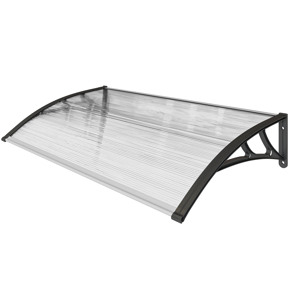 Vordach für Haustür/Fenster, wetterfest, transparent, Aluminium-Verbindungstangen/Polycarbonat, 110 x 60 x 18 cm