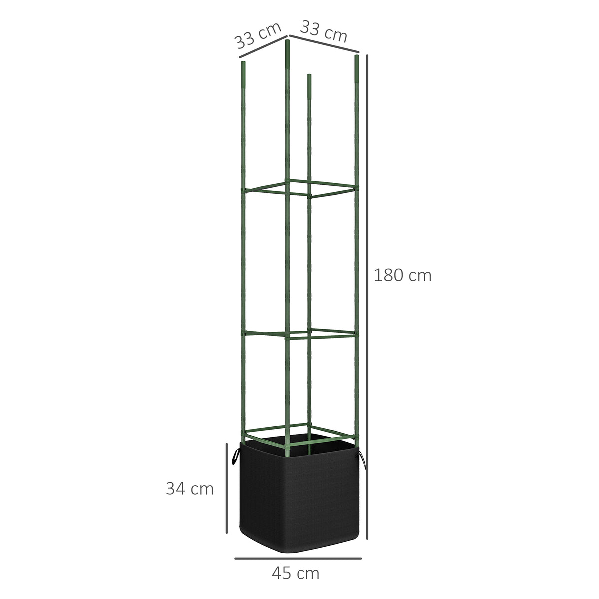 Rankgitter 2er-Set, mit Beutel, anpassbare Ebenen, rostfreier Stahl, 33x33x180 cm, Gr¨¹n