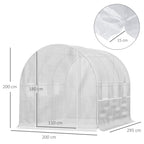 Walk-in Polytunnel Greenhouse Green House with Roll-up Sidewalls, UV-resistant PE Cover, 3 x 2 x 2m, White