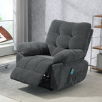 Recliner-Sessel, Massage-Polstersessel mit 8 Vibrationspunkten, verstellbare Fußstütze, Seitentasche, Lehnsessel, Grau