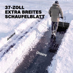 Schneeschieber groß 95 cm extra breit Aluminium Schneeschaufel mit Rädern verstellbar & rutschfest Griff, angewinkelt