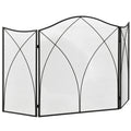 Funkenschutz für Kamine, dreifach faltbar, Metallstruktur, Beschichtung, 108x2x76 cm, Schwarz