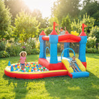 Aufblasbar Hüpfburg mit Gebläse Rutsche Trampolin Planschbecken/Bällebad Wasserpistole 342x255x209 cm Blau