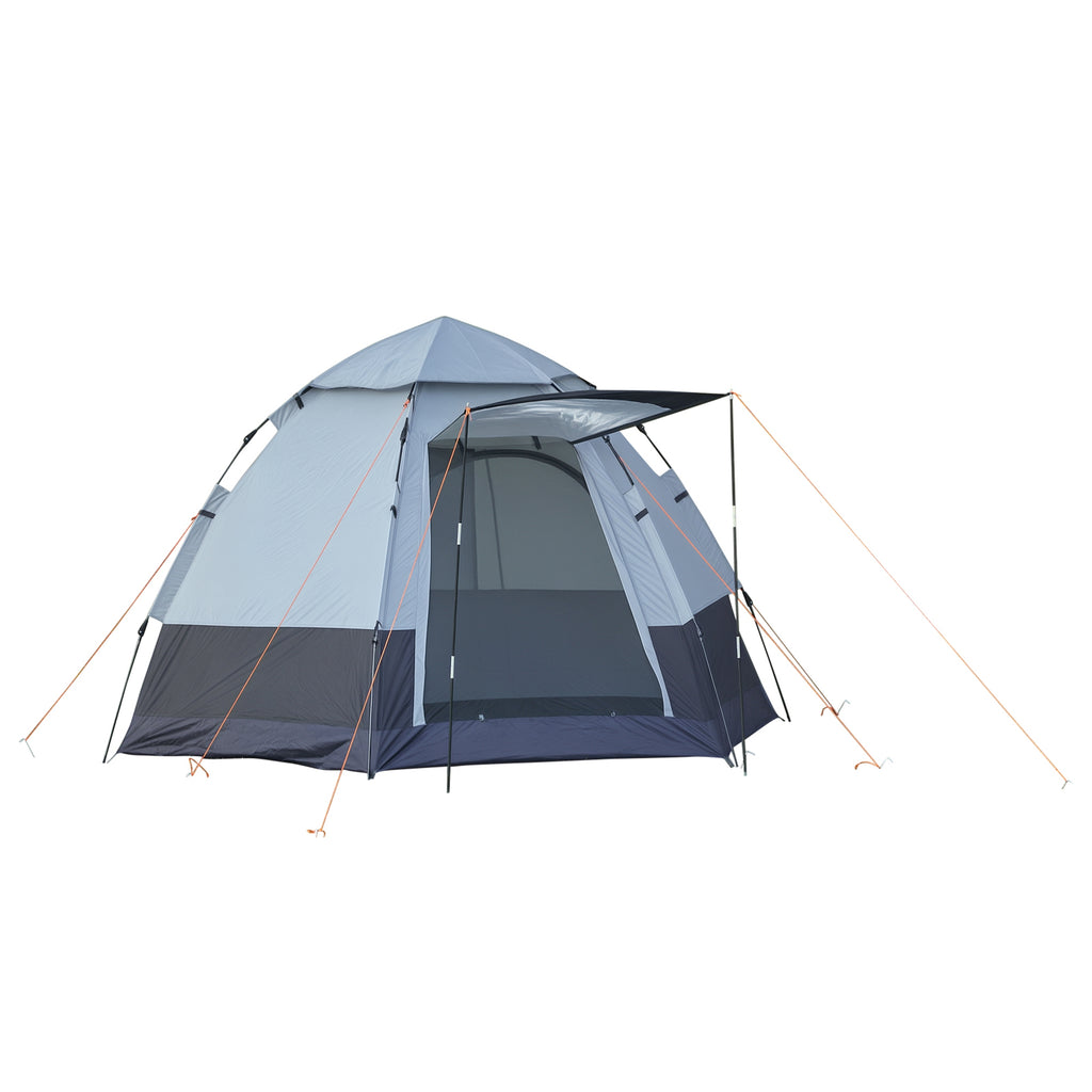 Kuppelzelt, Campingzelt für 3-4 Personen, 260 cm x 260 cm x 150 cm, Grau + Schwarz