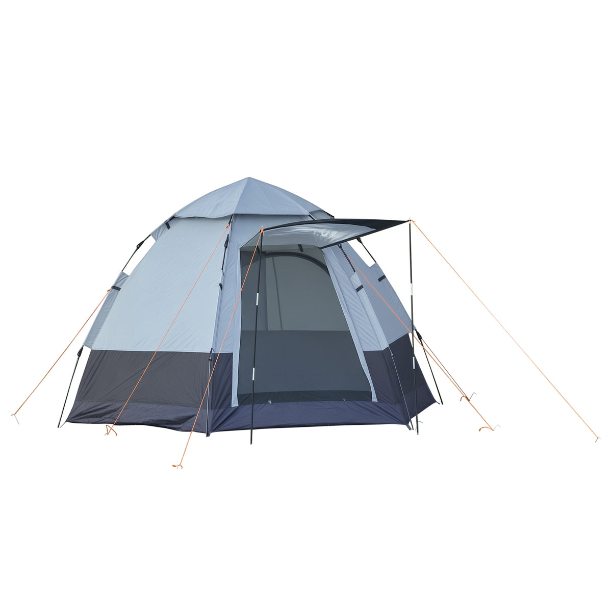 Kuppelzelt, Campingzelt für 3-4 Personen, 260 cm x 260 cm x 150 cm, Grau + Schwarz