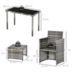 Polyrattan Sitzgruppe für 4 Personen Essgruppe Gartenset Garnitur mit Kissen, Grau