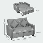 4-in-1 Sofa, Verstellbare Couch, Sofabett, mit Kissen, Stoffbezug, f¨¹r Wohnzimmer, Schlafzimmer, Grau