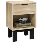 Nachttisch, Nachtschrank mit Schublade, offenes Fach, Nachtkommode f¨¹r Schlafzimmer, Wohnzimmer, 35 x 26 x 50 cm, Eiche