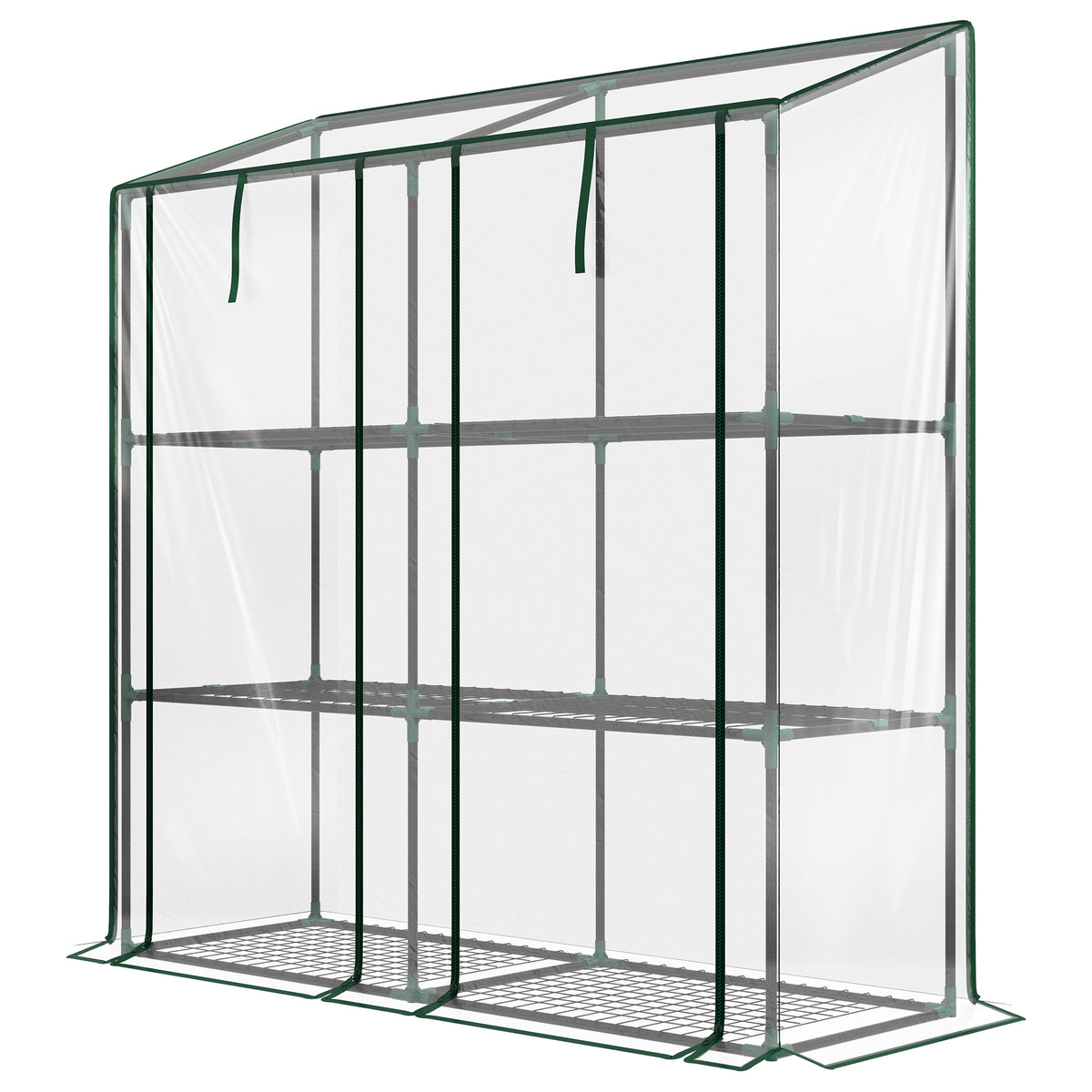 Gewächshaus, Regale, Doppeltüren, 143 x 46 x 151cm, Transparent