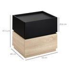 Nachttisch mit Schublade Nachtschrank stapelbar Schubladenschrank Schlafzimmer Nachtkommode Spanplatte Schwarz+Natur 50 x 40 x 47,5 cm