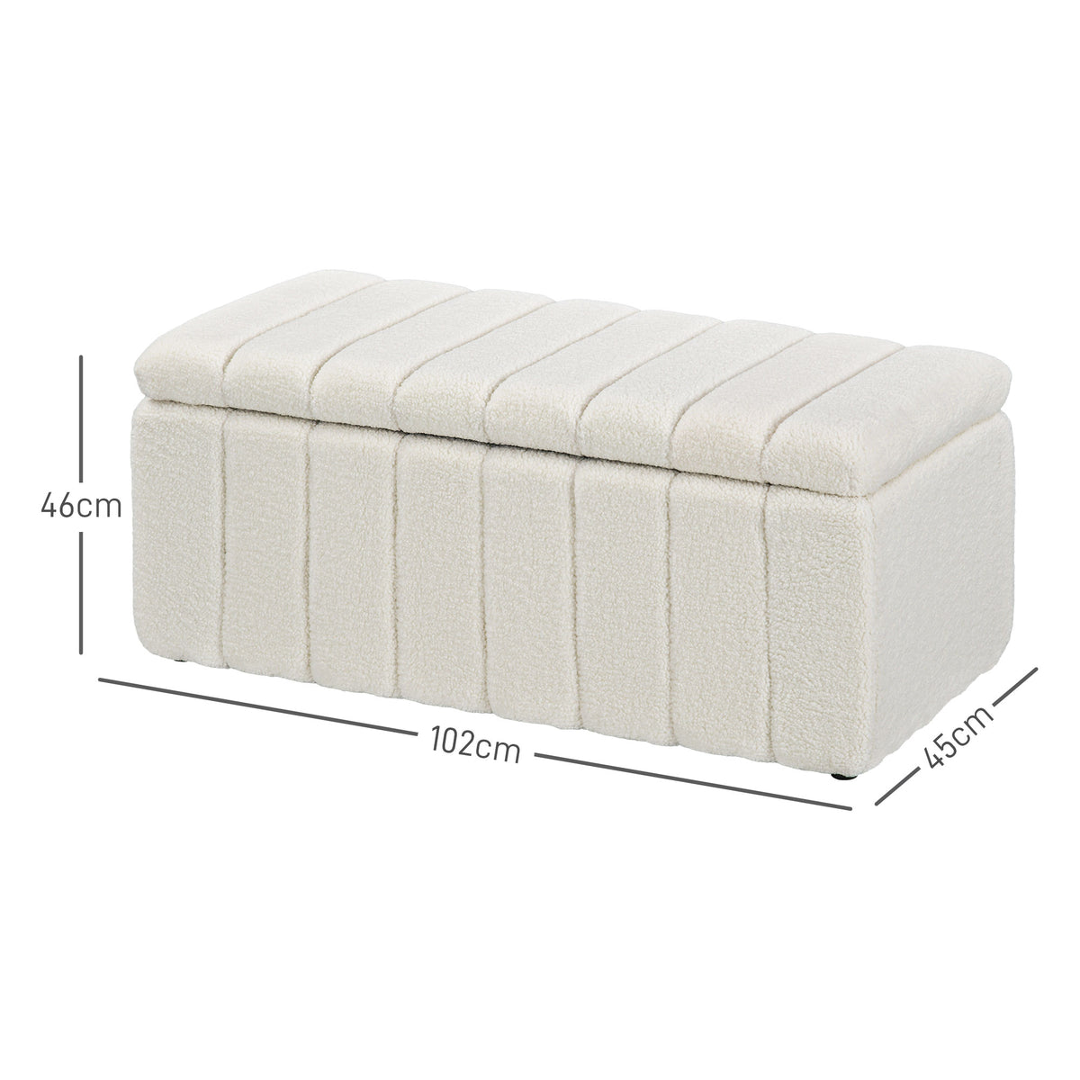 Polsterbank, Bettbank mit Stauraum, belastbar bis 120kg, 102x45x46cm, Cremewei?