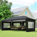 3 x 6m Pop-Up Gazebo, with Removable Walls - Black
