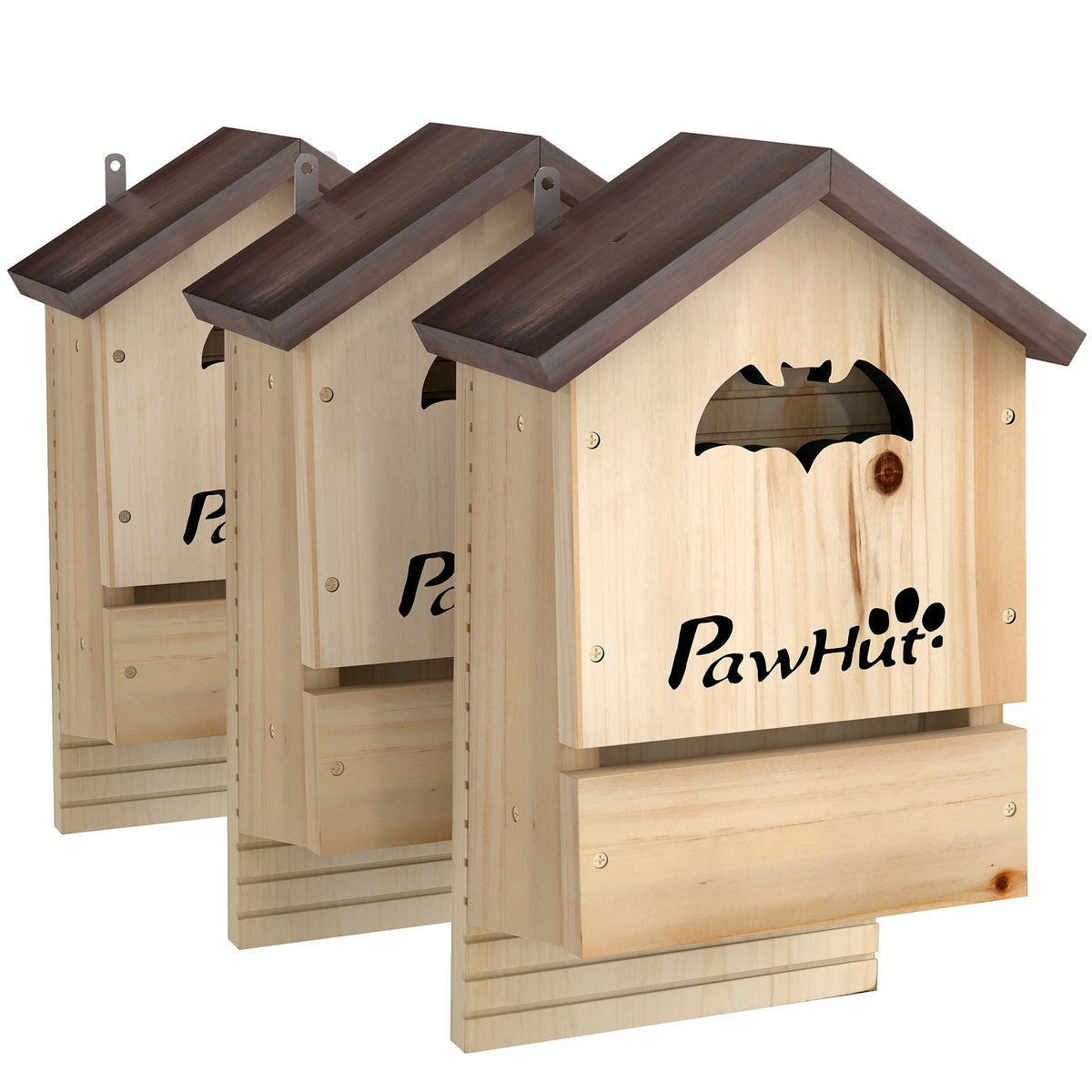 Fledermauskasten 3er Set aus Tannenholz Fledermaushaus für Fledermäuse zum Aufhängen für Gärten, 21,5 x 11,5 x 34 cm