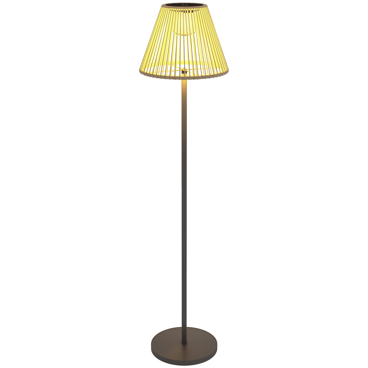 Solar Stehlampe Rattan Solarlampen mit Lichtsensor 25 LED-Lichte Solarleuchte im Boho-Stil Ø33 x 135 cm