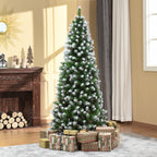 Künstlicher Weihnachtsbaum, 630 Zweige, 37 Zapfen, verschneite Spitzen, feuerfest, 180 cm