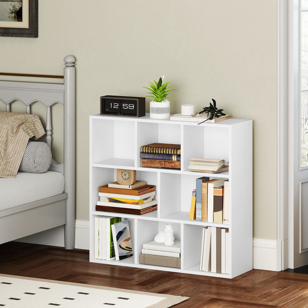 3-Ebenen-Bücherregal, 8 Fächer, Spanplatte, Aufbewahrungsregal, Weiß