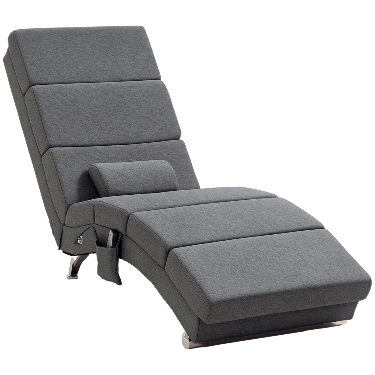 Massagesessel Relaxsessel Liegesessel 8 Vibrationspunkte, 5 Modi, 8 Vibrationspunkte, 56 x 168 x 84 cm, Grau