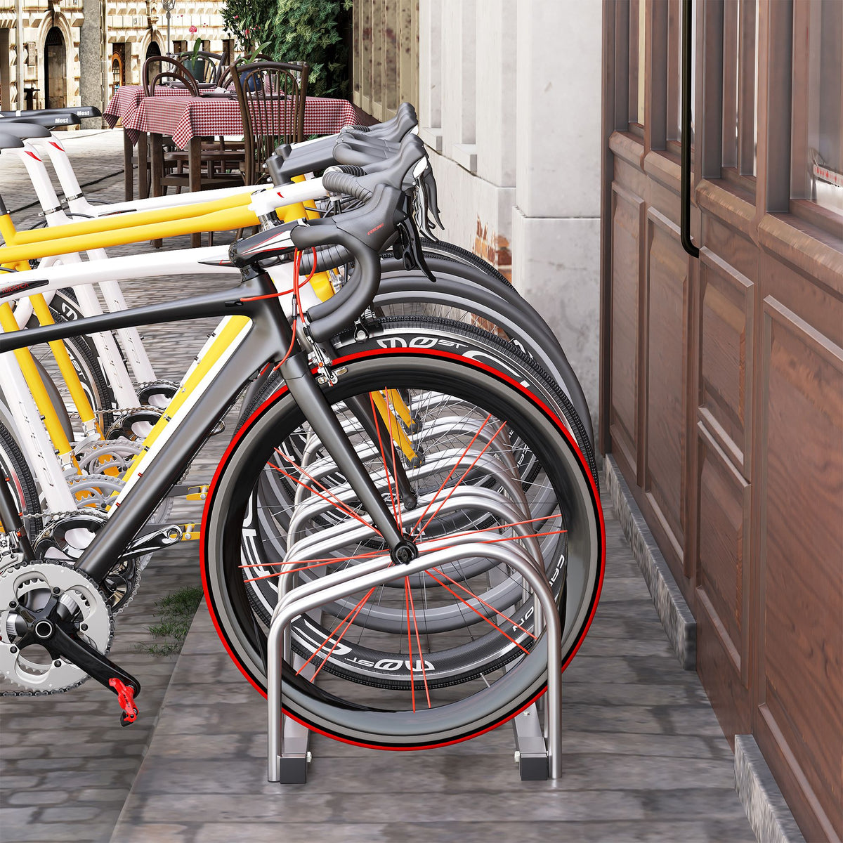 Fahrradständer für 6 Fahrräder wetterfest Wand- oder Bodenmontage Stahl 179 x 33 x 27cm