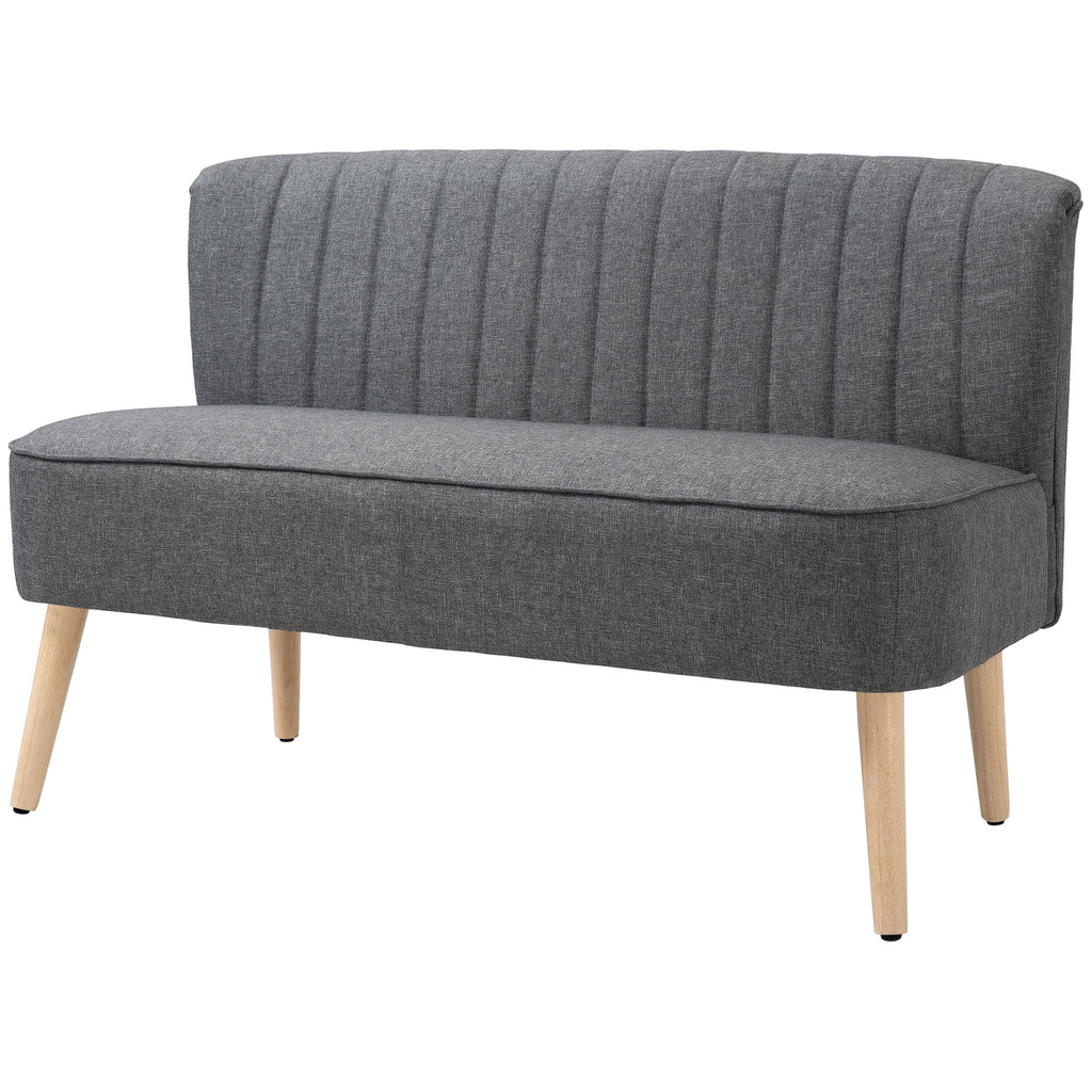 Sofa 2 Sitzer, Polstersofa Leinenoptik, Holzrahmen, F¨¹r Wohnzimmer Schlafzimmer, 117 cm, Grau