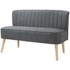 Sofa 2 Sitzer, Polstersofa Leinenoptik, Holzrahmen, F¨¹r Wohnzimmer Schlafzimmer, 117 cm, Grau