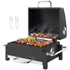 Holzkohlegrill aus Stahl tragbarer BBQ Smoker mit Deckel verstellbare Lüftung zweistufige Kohlepfanne Thermometer