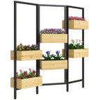 Blumenkasten mit Sichtschutz, Hochbeet mit Klappbarem Spalier, 6 Pflanzkästen mit Ablauflöchern, Stahl