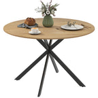 Dining Table for 4, 120 cm Industrial Kitchen Table with Wood Effect Tabletop and Steel Legs, Oak