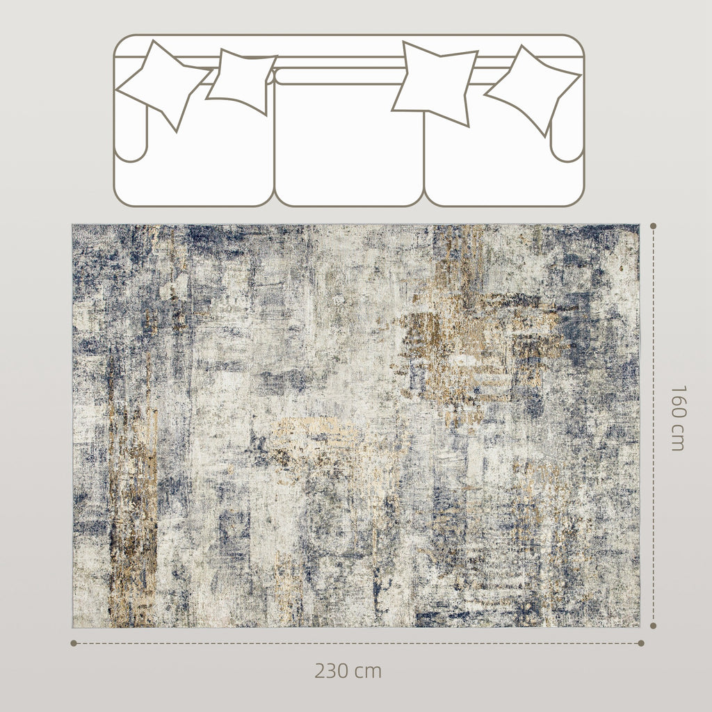 Wohnzimmerteppich, Polyester, modernes k¨¹nstlerisches Muster, waschbar, Grau