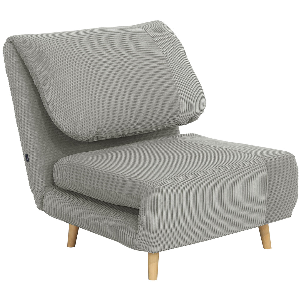 2-in-1 Schlafsessel G?stebett, verstellbare  Kopfst¨¹tze Cord-Optik 82 cm x 87 cm x 89 cm Grau