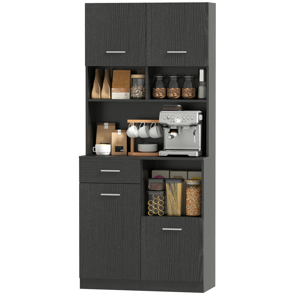 K¨¹chenschrank, Buffet mit Schublade, Soft-Close T¨¹ren, 80 x 35 x 180 cm, Schwarz