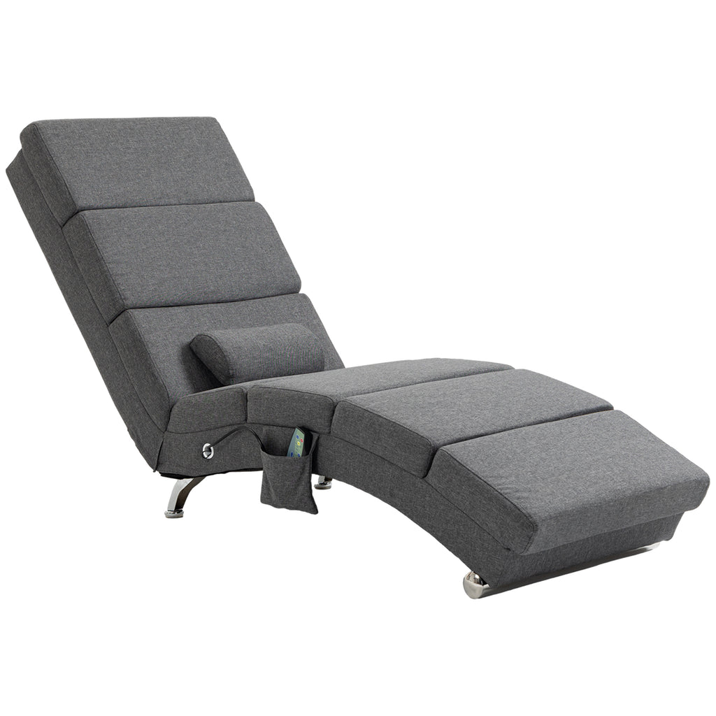 Massagesessel Relaxsessel Liegesessel 8 Vibrationspunkte, 5 Modi, 8 Vibrationspunkte, 56 x 168 x 84 cm, Grau