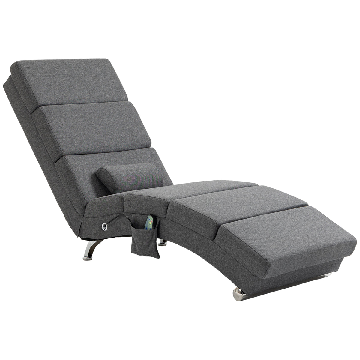 Massagesessel Relaxsessel Liegesessel 8 Vibrationspunkte, 5 Modi, 8 Vibrationspunkte, 56 x 168 x 84 cm, Grau