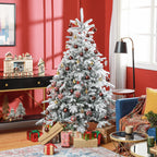 Weihnachtsbaum 180 cm, mit Kunstschnee, flammhemmend, schneller Auf- und Abbau, Metallbasis
