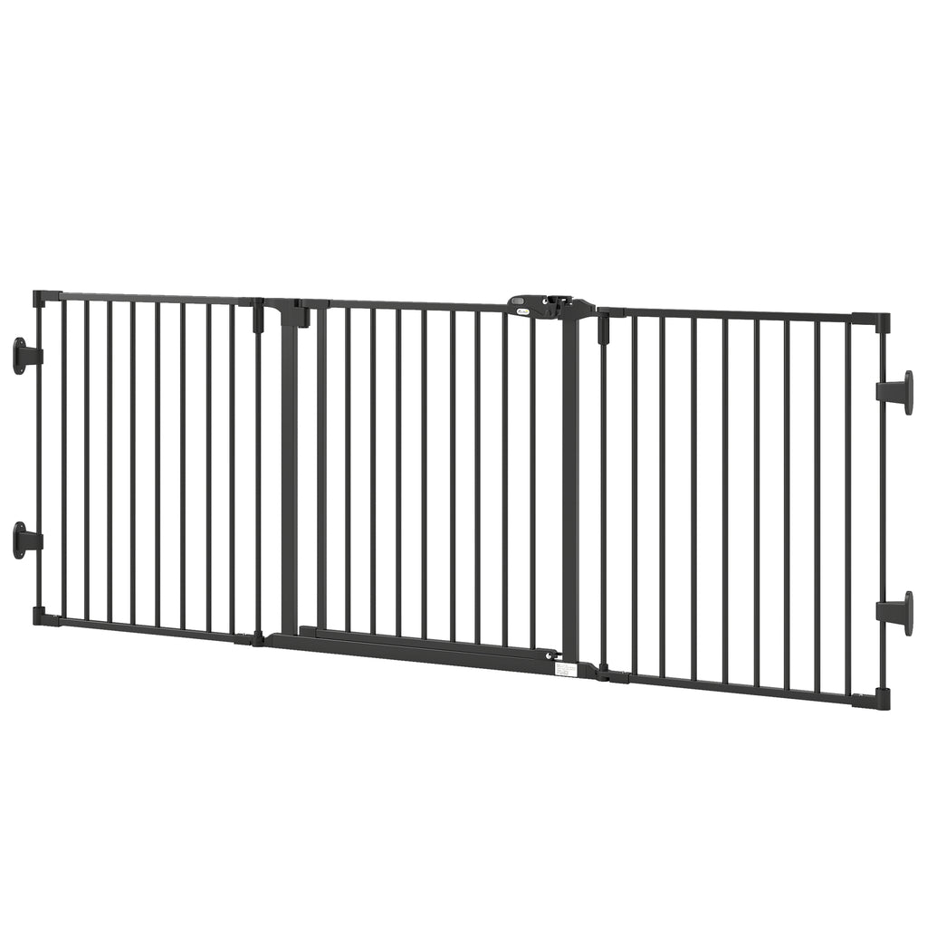 Absperrgitter Hund Freistehendes Verstellbares Schutzgitter 202,5 x 76 cm Hundegitter Klappbar Türschutzgitter Hundeabsperrgitter für Treppen, Türen, Küche, Flur, 3 Paneelen, Schwarz