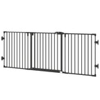 Absperrgitter Hund Freistehendes Verstellbares Schutzgitter 202,5 x 76 cm Hundegitter Klappbar Türschutzgitter Hundeabsperrgitter für Treppen, Türen, Küche, Flur, 3 Paneelen, Schwarz