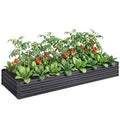 Metal Raised Garden Bed Planter Box Outdoor Planters for Growing Flowers, Herbs, Grey, 241x90.5x30cm