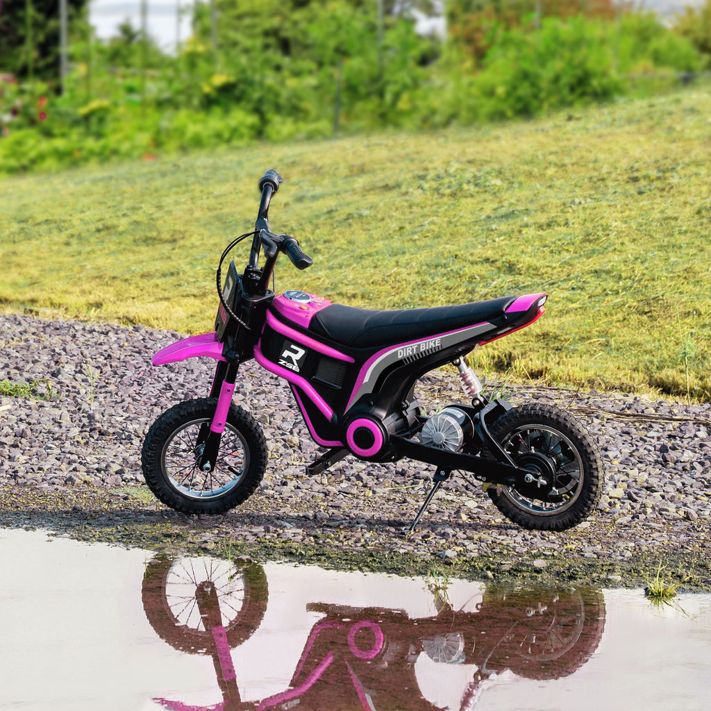 Elektro-Motorrad f¨¹r Kinder, 24V Kindermotorrad mit Hupe, Leuchte, mit Drehgriff-Gashebel, 8-16 km/h, 8-12 Jahre, Rosa