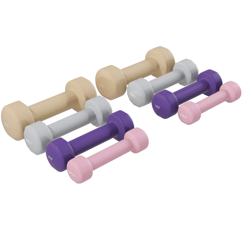 Hantelset 4 Paar 0,5kg-10kg Hanteln mit Koffer, Hantel-Set aus Gusseisen, Hexagon